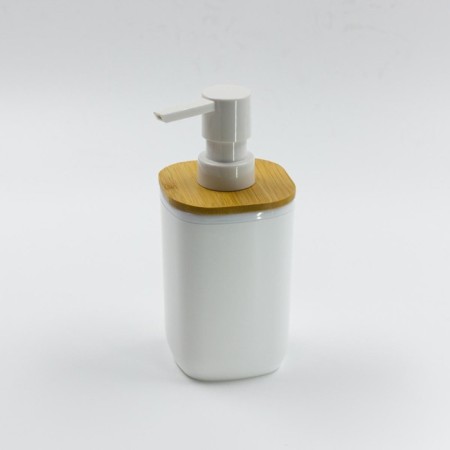 Joy Home liquid soap dispenser, plastic, white with bamboo