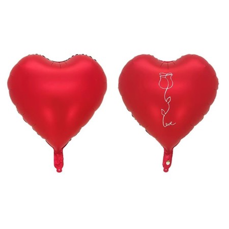 Foil ball 18 "Heart with a rose", red