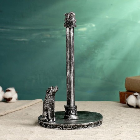 Paper towel holder "Dog with bird" 17x17x26cm-1