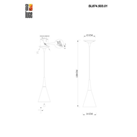 STL LUCE Sus. SL874.503.01. GoCce. 1x40 watts, e27, 14x14 cm, white color-6