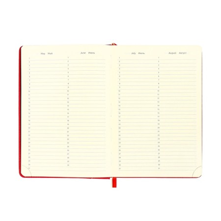 The diary is low, A5 160 sheets, leatherette, DEVENTE. KLINT, a solid cover with foam rubber, pocket, lies, block 70, red-10