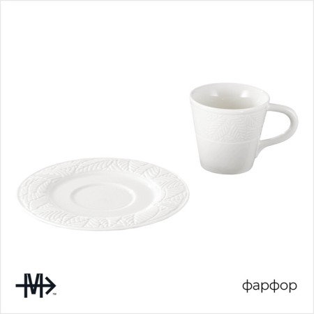 Coffee steam porcelain Magistro Crotone, 2 objects: a cup 100 ml, a saucer d = 15 cm, white color-1