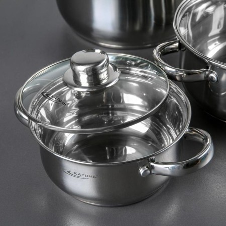 Gretta pan set, 4 items: 1.6l, 2.2l, 3.2l, 4.2l, glass covers, induction-1