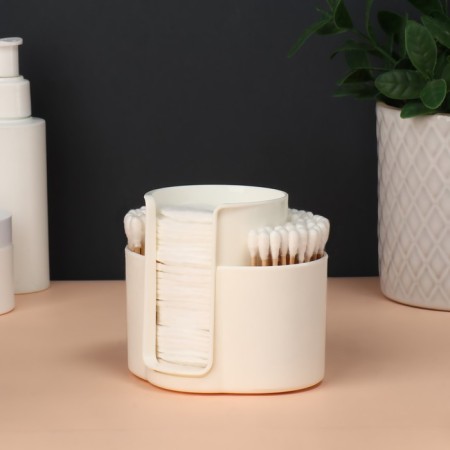 Container for storing cosmetic supplies "Zoy", 10 x 8.2 x 8.6 cm ivory color-2