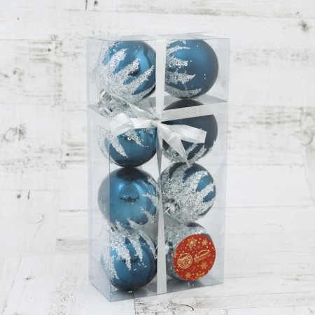 Set of balls plastic D-6 cm, 8 pcs "Adelia" silver-blue-1
