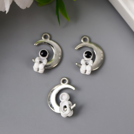 Decor for creativity Metal "Cosmonaut for a month" Emal 2x1.5 cm-2