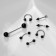 Piercing Set "Hardcore", 6 species, black color in silver