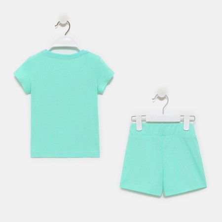 Kit (T -shirt/shorts) for girls, mint color, height 110-2