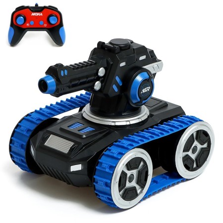 Radio controlled tank Moka shoots gel bullets, blue color