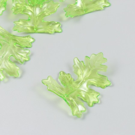 Decor for creativity plastic "Leaves" transparent green set 20 grams 0.4x4x5.2 cm-1
