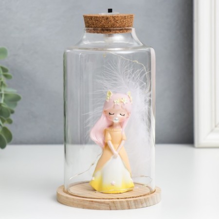 Souvenir Polystone Light "Girl with pink hair, ears and pen" 10x10x17.5 cm