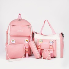 Set a youth backpack on a zipper of textiles, a choper, bag, cosmetic bag, penalty color pink