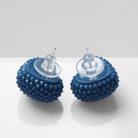 Earrings plastic "caramel" heart, blue color-1