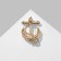 Brooch "Anchor" with beads, white color in gold
