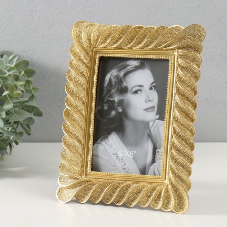Photo frame Polystone 10x15 cm "Lesse spiral" gold 22x17 cm-1