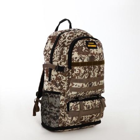 Tourist backpack on lightning, with an increase, 6 outer pockets, beige/brown color-2