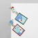 Emall earrings "Cosmos" and cats, white-blue color in gold