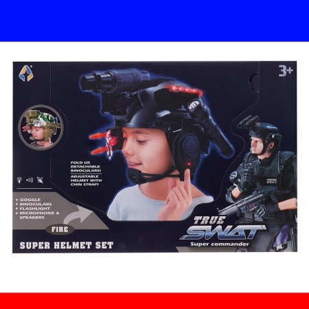 The helmet of the policeman "Super Agent", light and sound effects, works from batteries-20