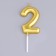Candle in the Cake "European", number "2", 6 cm, gold