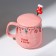 New Year! New Year's Ceramic mug with a spoon "warmth and comfort!", 350 ml, pink color