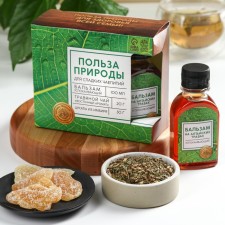 Set “The benefits of nature”: balm 100 ml., Ginger centers 30 g, herbal tea 20 g. 20 g.