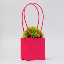 Flower bag, square, raspberry, moisture -resistant, 13x12x12 cm