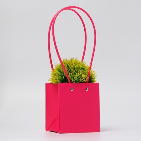 Flower bag, square, raspberry, moisture -resistant, 13x12x12 cm