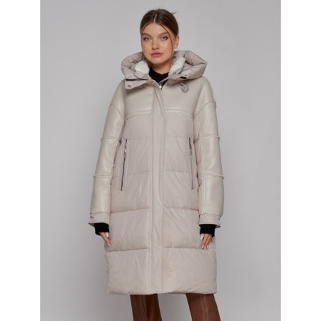 Coat insulated winter female, size 46, beige color-7