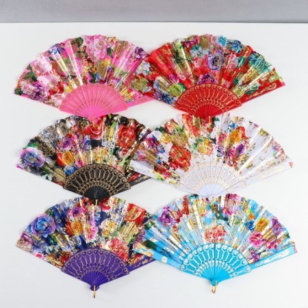 Fan plastic bend "Flower girl" Gold Mix 23 cm