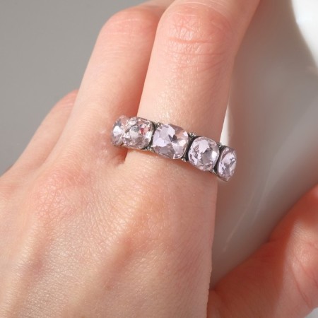 Ring "Jewelry" soft squares, pink color in silver, dimensionless-3