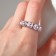 Ring "Jewelry" soft squares, pink color in silver, dimensionless
