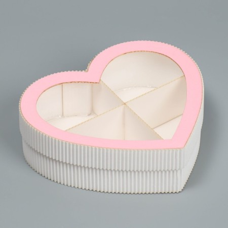 Gift box, confectionery packaging "Heart", pink 18 x 16.5 x 5 cm