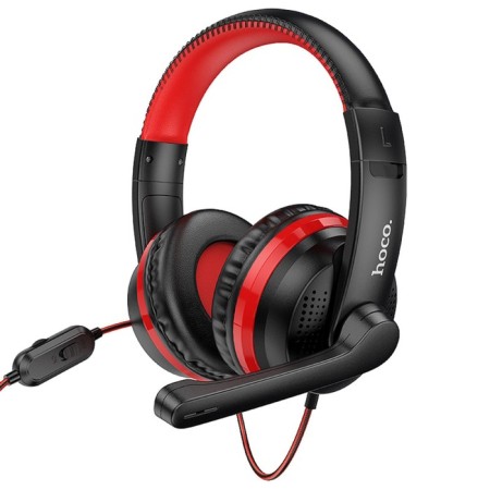 Hoco W103 headphones, gaming, invoices, microphone, 3.5 mm, 1.2 m, black and red-1