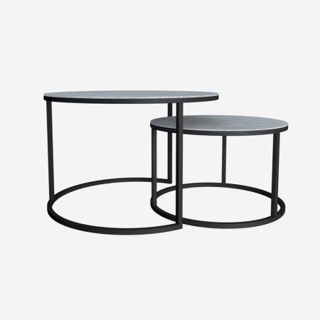 Tables Journal Loft DQ No. 1 Duae (set) D605 (475), H420 (320), thoros Gray marble, m/k black MDF-2