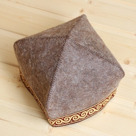 Bath cap "Sunny", brown with red finishing tape-3