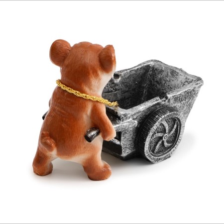 Ash for the house "Pug with a cart", for cigarettes and sticks, 15 x 11 x 7.5 cm-3