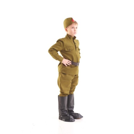 Military costume, gymnast, belt, cap, gallif, boots, 5-7 years old, height 122-134 cm-1