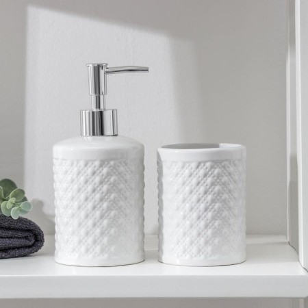 A set of accessories for the bathroom "Beads", 2 items (soap dispenser, glass), white color