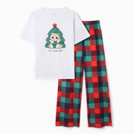 New Year. Female pajamas (T-shirt and trousers) KAFTAN GIFT size 52-54-5
