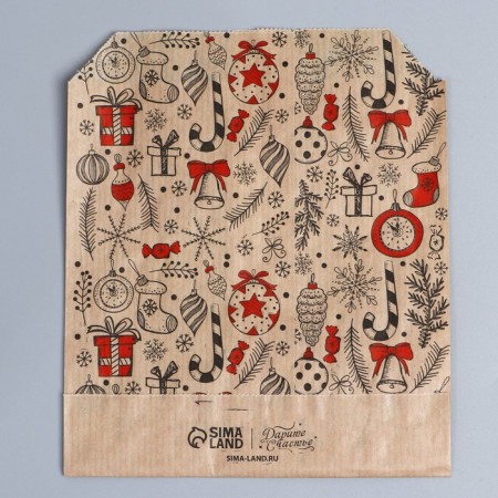Pack package package, crafting, V-shaped bottom “Time of good gifts”, 16.8 x 13.5 x 5.5 cm, New Year-1