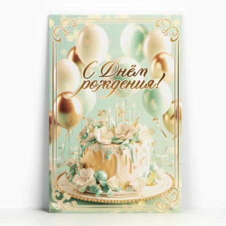 Congratulatory card "Happy Birthday", balls, 19 x 29 cm-1