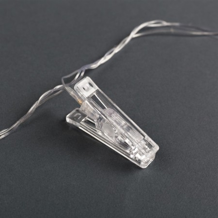 Garland “thread” 4.5 m with nozzles “clothespins”, IP20, transparent thread, 20 LED, glow RG/RB, blinking, 220 V-3