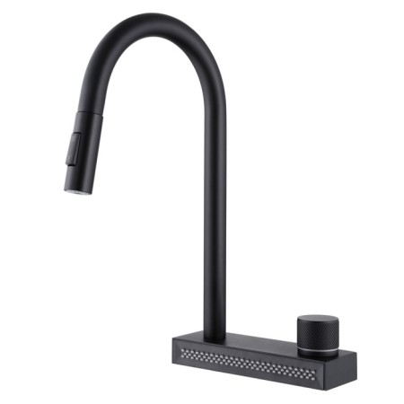 ABBER WASSER KREIS AF8114B kitchen mixer, sliding watering can, brass, black
