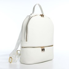 Women's backpack made of artificial leather with lightning, 2 pockets, white color