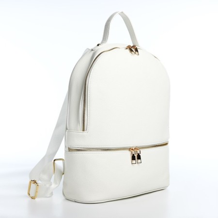 Women's backpack made of artificial leather with lightning, 2 pockets, white color