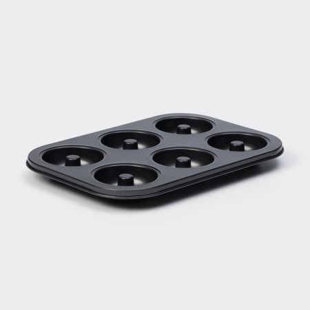 Baking uniform “Donuts”, 26.5 × 17 cm, 6 cells, anti -stick coating, black color-1
