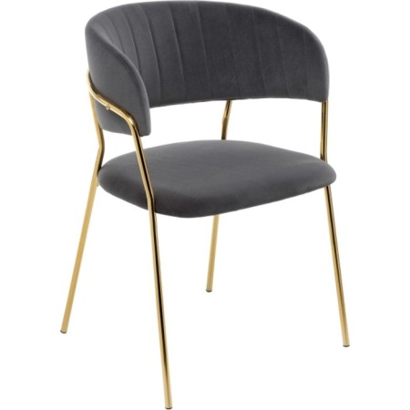 CHAMELIA chair Kamelia metal/velor, gold/gray 57x55x80 cm-9