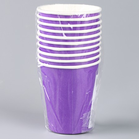A single -single -paper glass, plain, purple color, 205 ml-2