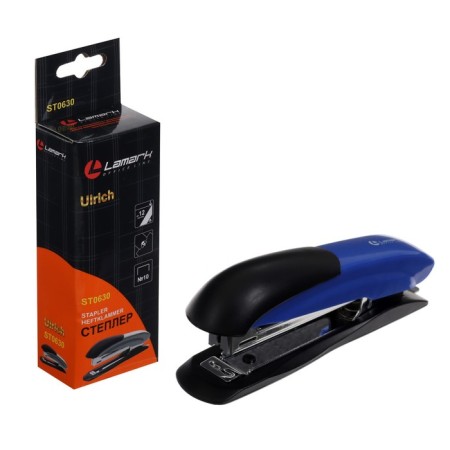 Stapler Lamark Ulrich No. 10, metal case, built -in anti -stepler, bracket indicator, up to 12 sheets, blue