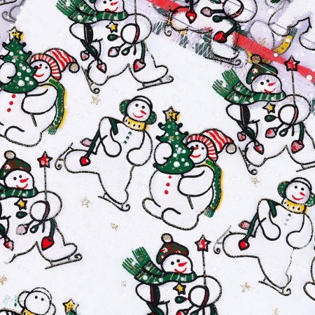 Gift bag "Snowmen with Christmas trees", p. 45 × 35 cm, organza-3